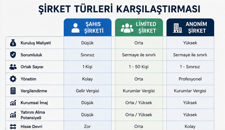 sirket turleri karsilastirma
